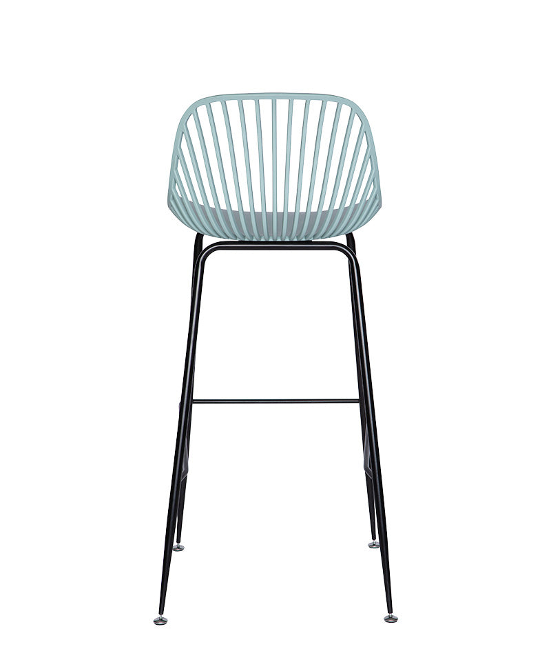 Vista trasera del banco medio verde PL-70 con respaldo de polipropileno.