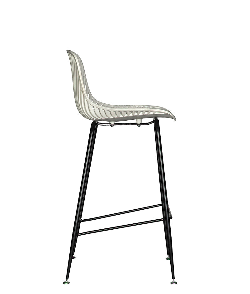 Vista lateral del banco medio PL-70MD BL en color blanco.