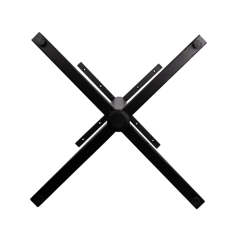 El Pedestal 300-BL es una base robusta y elegante en acero negro, diseñada para soportar mesas circulares de hasta 120 cm de diámetro