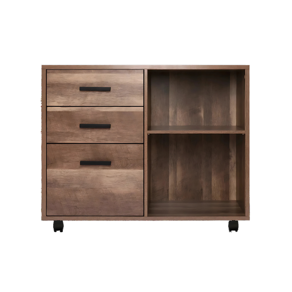 Credenza móvil de 80x50x75 de altura con 2 cajoneras y 1 archivero Rodajas con freno Aura Muebles modelo EOLO