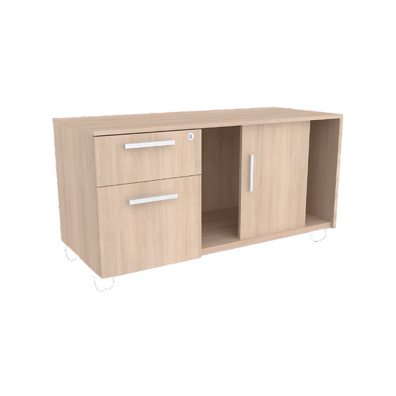 Credenza móvil de 120x50x75 de altura con 1 papelero 1 archivero 1 puerta corrediza Aura Muebles modelo EROS