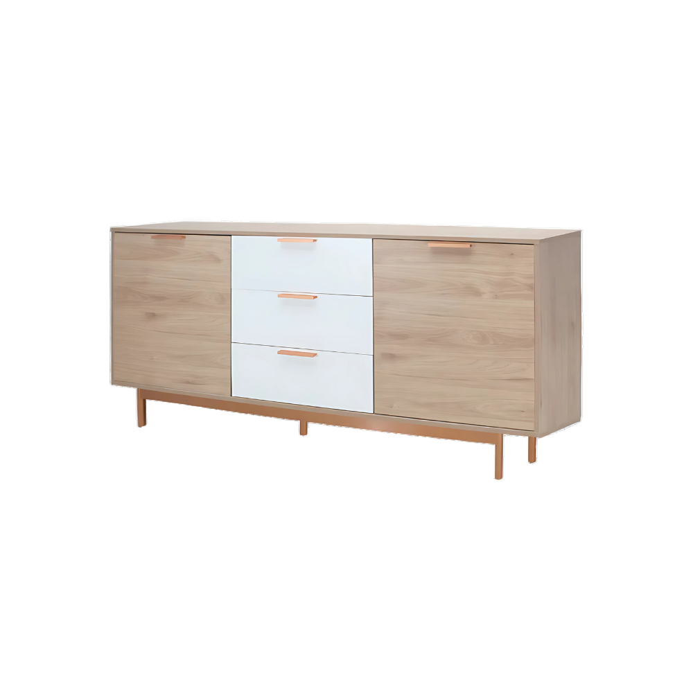 Credenza de Melamina con 2 puertas y 3 cajoneras fabricada en melamina varios colores Aura Muebles modelo MICR-02