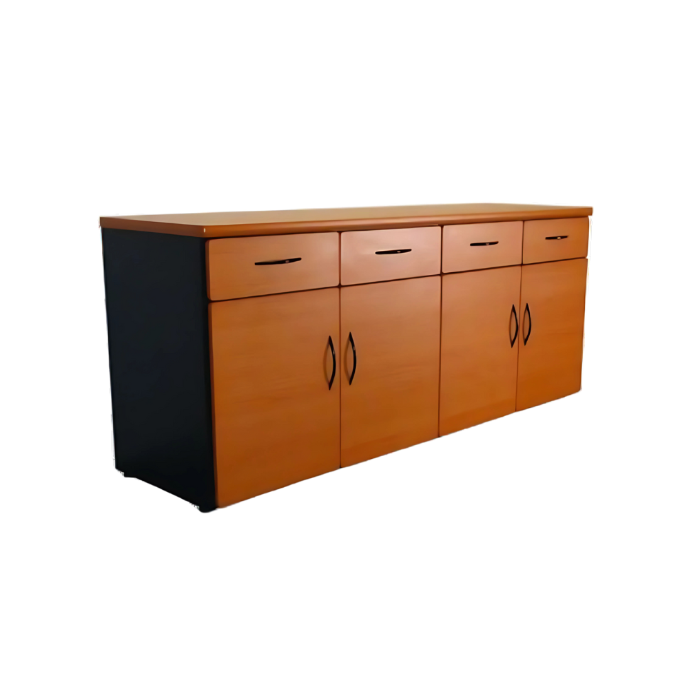 Credenza de 4 puertas inferiores con entrepaño interior y 4 cajones en la parte superior con correderas de extensión Aura Muebles modelo ILIADA