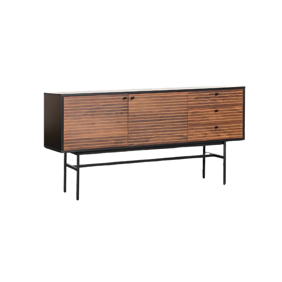 Credenza con 2 puertas y 3 cajoneras fabricada en melamina cuenta con base metálica Aura Muebles modelo MICR-01