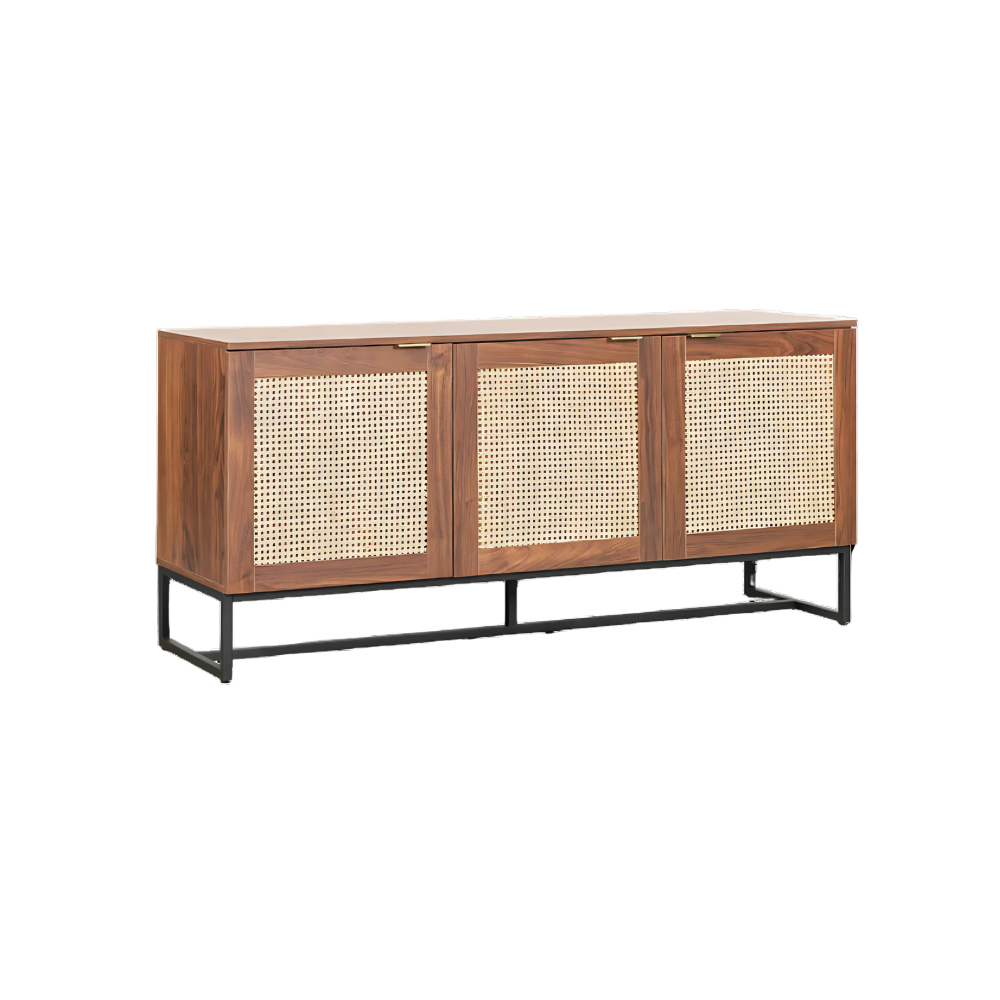 Credenza con 3 puertas fabricada en melamina base metálica Aura Muebles modeLo MICR-05