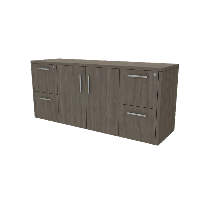 Credenza de 180 x 0.50 x 0.75 de altura con 2 puerta abatibles y 4 cajones tamaño oficio Aura Muebles modelo PLATON