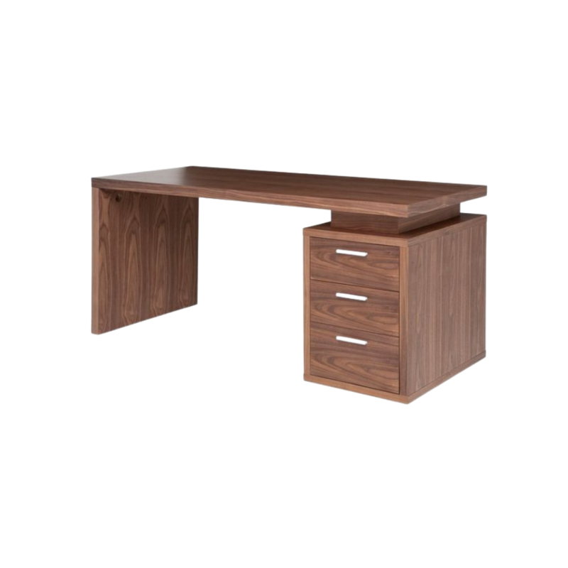 Escritorio ejecutivo con cajonera pedestal. Fabricada en tablero laminado doble cara 28 mm y 16 mm Aura Muebles modelo FLORIDA EEJ20.