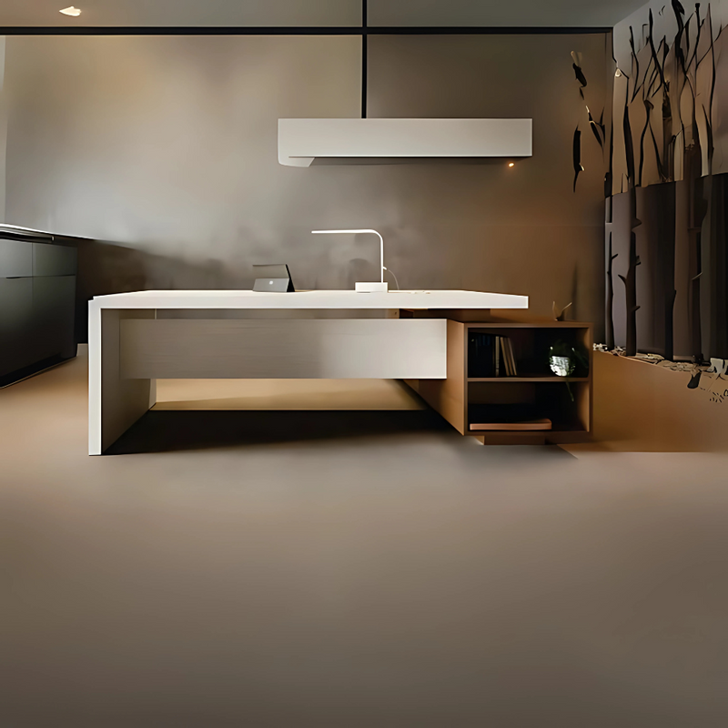 Escritorio ejecutivo volado sobre credenza, uso lateral derecha o izquierda según sea el uso Aura Muebles modelo LAILA EEJ16