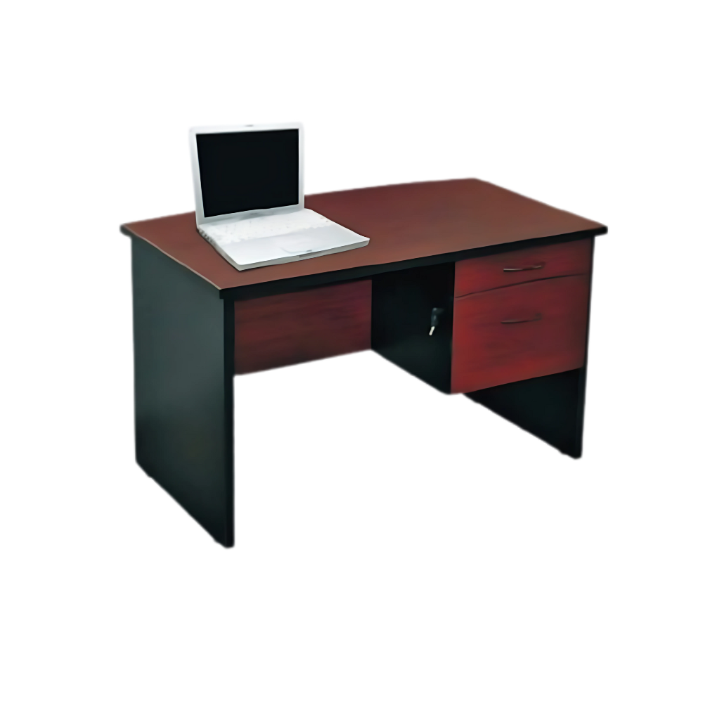 Escritorio Secretarial tipo grapa fabricado en tablero laminado doble cara Medidas 120 x 60 x 75 cm con patas y faldón del mismo material este modelo cuenta con cajonera de 1 cajón papelero y una gaveta de archivo Aura Muebles modelo ESEC18