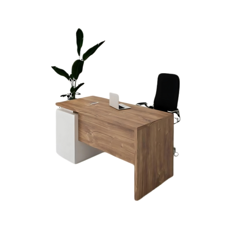 Escritorio secretarial recto fabricado en tablero laminado 28 mm doble cara Cuenta con cajonera fija empotrada en el mismo mueble con efecto engrosado fabricada en 16 mm combinada o en un solo color Aura Muebles modelo ESEC25