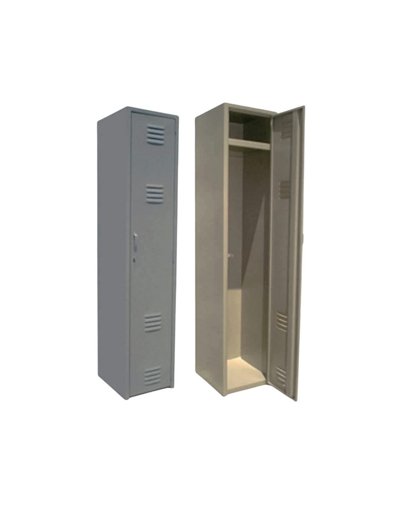 Lockers metalicos estándar 1 puerta Fabricados en serie bajo medidas estándar Calibre 24 Pintura en polvo Epoxi-poliéster micro pulverizada Aura Muebles modelo LE01