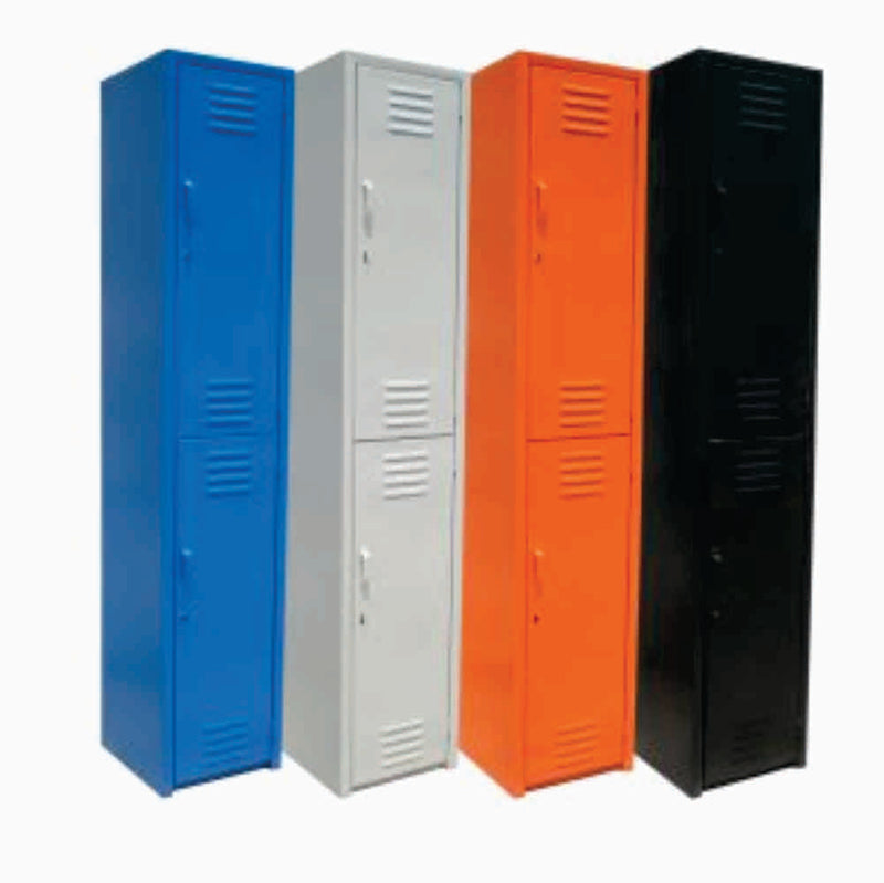 Lockers metalicos TROYA Medidas 38 cm (frente) x 45 cm (fondo) x 180 cm (alto) el cuerpo y las puertas son ensambladas mediante soldadura por resistencia las puertas se abren y cierran por medio de 2 bisagras tipo libro Aura Muebles modelo LT03