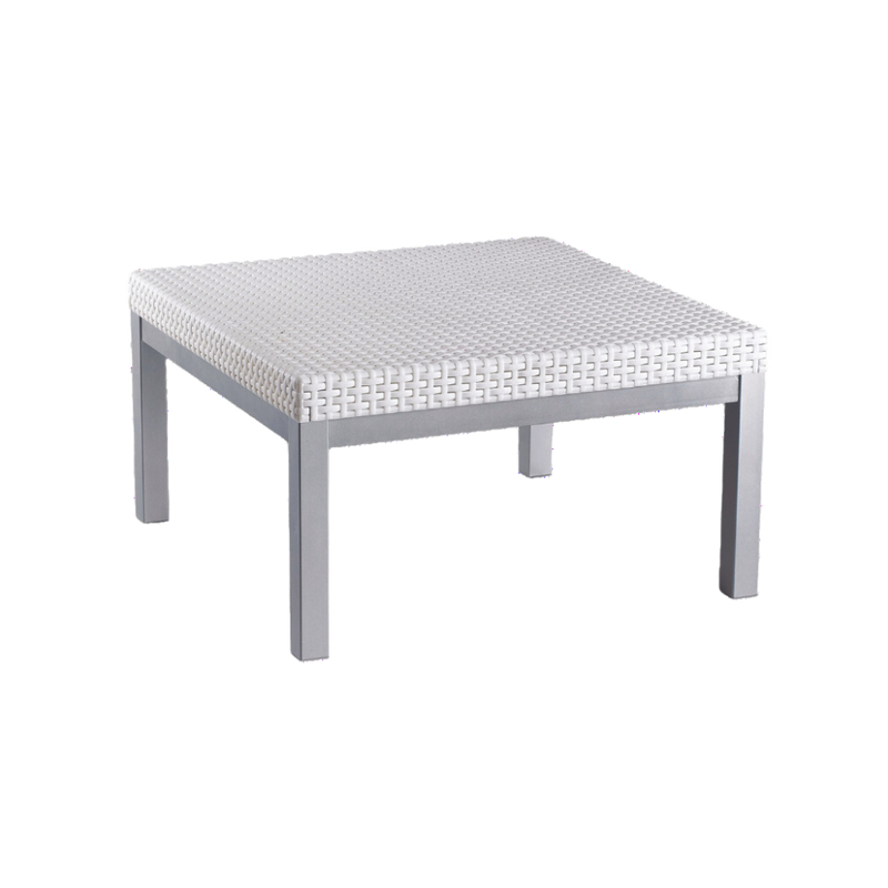 Mesa cuadrada RUSS Estructura de perfil cuadrado tubular de aluminio en 2" de diámetro calibre 16 Aura Muebles modelo OHM-7022-2