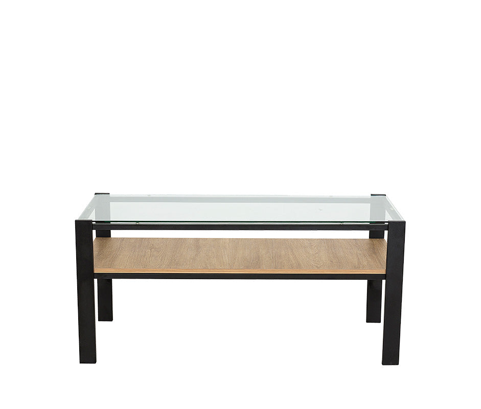 vista frontal de mesa de centro DOS-C en acabado metálico negro