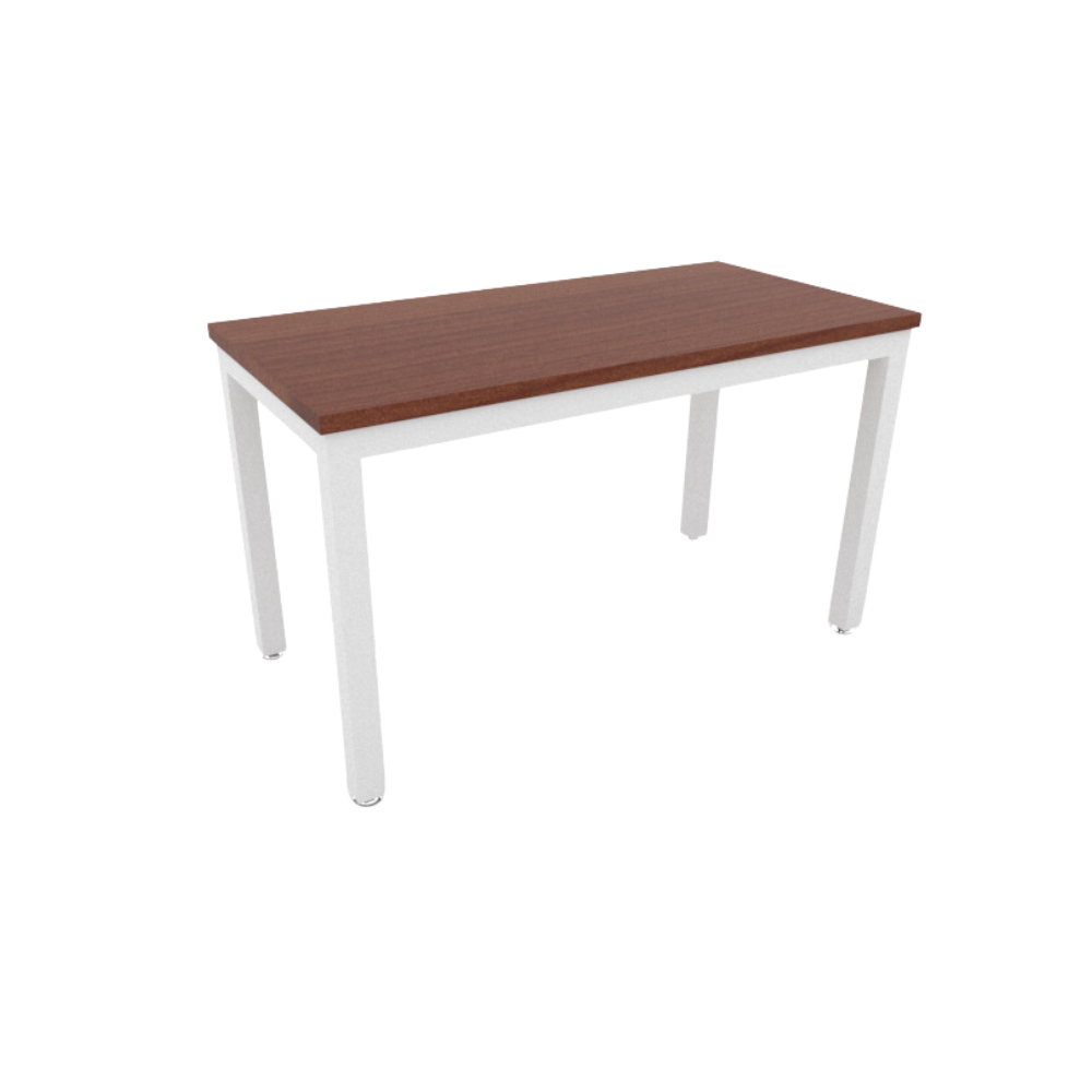 Mesa de trabajo “Status” cubierta de melamina estructura metálica con marco en tubular rectangular de 2”x1” patas en tubular cuadrado de 2” y nivelador de altura ajustable Medidas 120x60x75cm. Aura Muebles modelo BS 1260