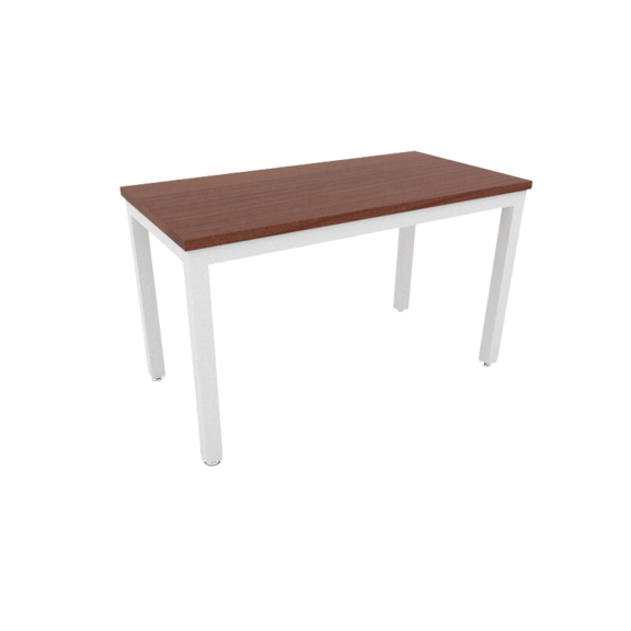 Mesa de trabajo “Status” cubierta de melamina estructura metálica con marco en tubular rectangular de 2”x1” patas en tubular cuadrado de 2” y nivelador de altura ajustable Medidas 120x60x75cm. Aura Muebles modelo BS 1260