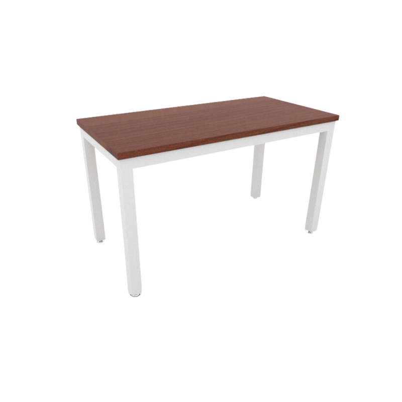 Mesa de trabajo “Status” cubierta de melamina estructura metálica con marco en tubular rectangular de 2”x1” patas en tubular cuadrado de 2” y nivelador de altura ajustable Medidas 120x60x75cm. Aura Muebles modelo BS 1260