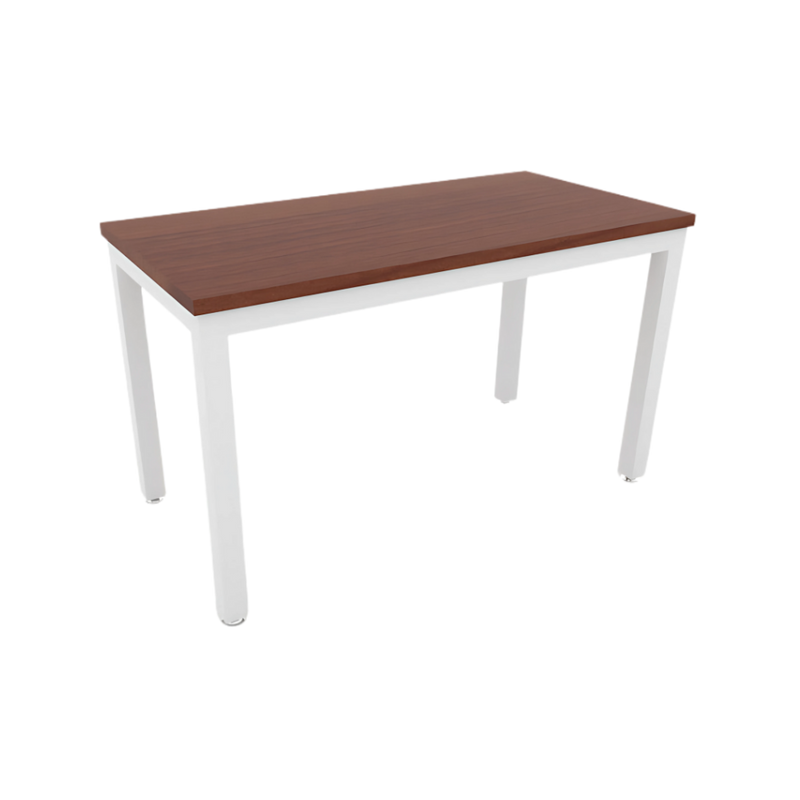 Mesa de trabajo “Status” cubierta de melamina estructura metálica con marco en tubular rectangular de 2”x1” patas en tubular cuadrado de 2” y nivelador de altura ajustable Medidas 150x60x75cm. Aura Muebles modelo BS 1560