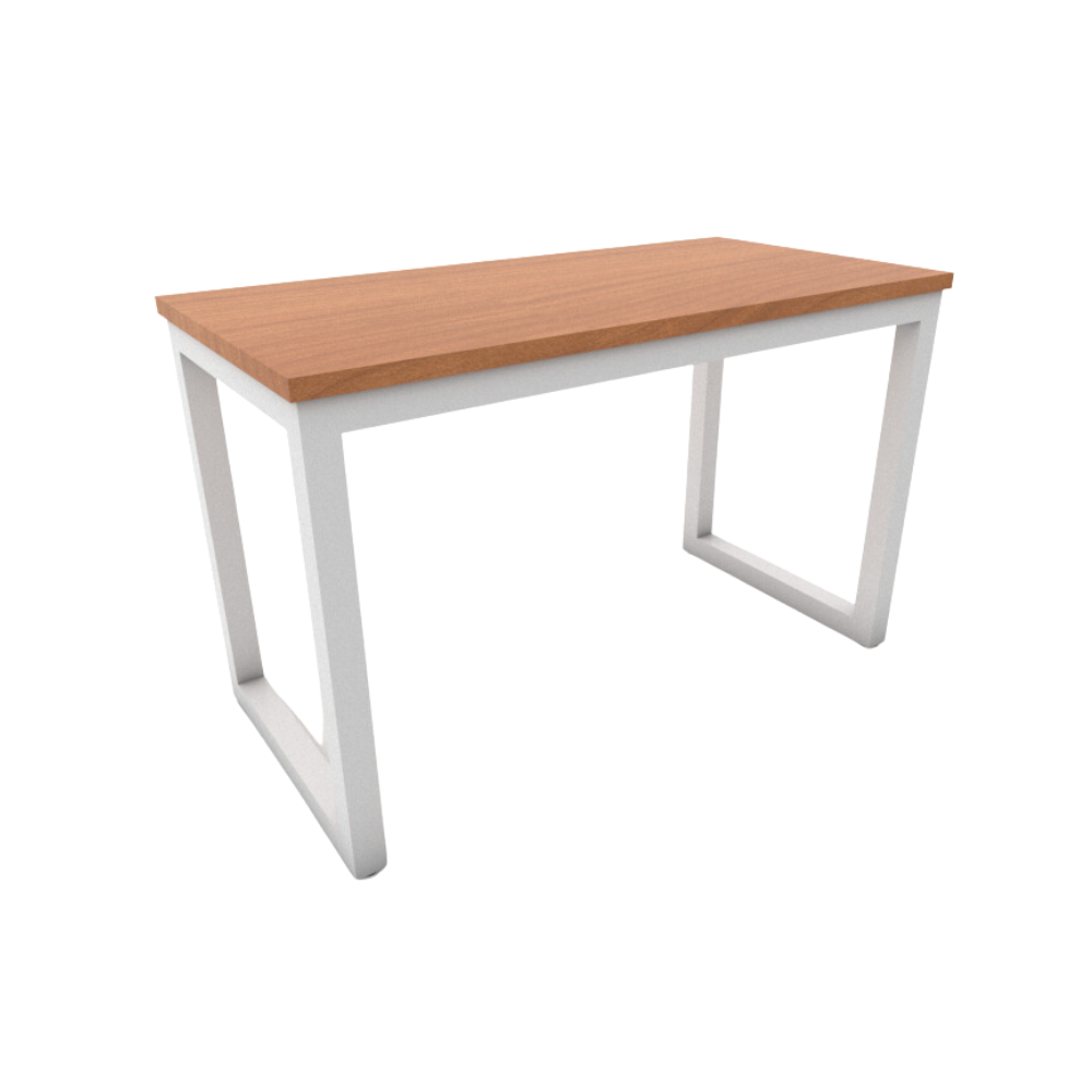 Mesa de trabajo con cubierta rectangular de melamina estructura metálica de 2″ tubular cuadrado patas tipo “O” y nivelador de altura ajustable Medidas 100x60x75cm Aura Muebles modelo MTT 100