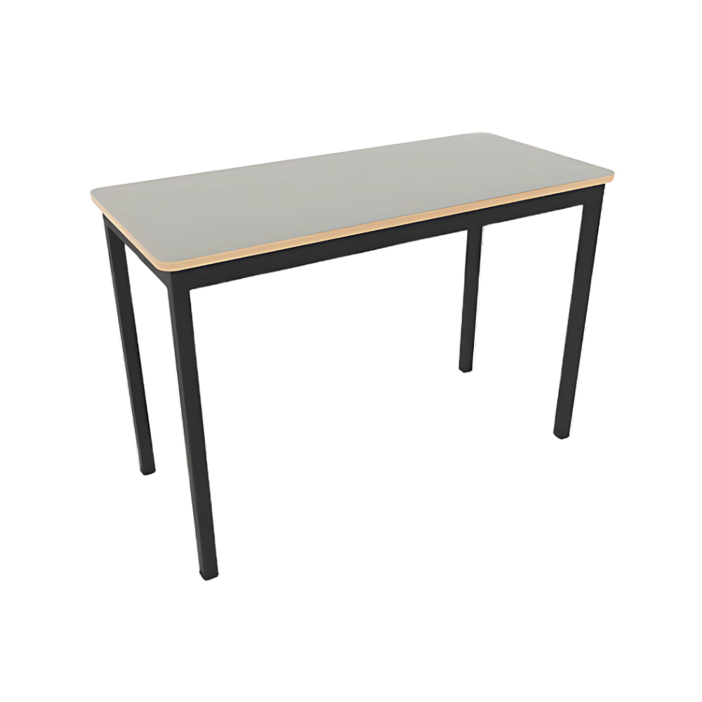 Encuentra la mesa escolar ME-005 de Aura Muebles, diseñada ergonómicamente con dimensiones de 110x50x75cm en cub. Triplay c/lam plástico. Ideal para una postura cómoda en el aula y un ambiente de aprendizaje óptimo.