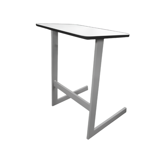 “Mesa escolar modelo MS-240 con cubierta blanca y estructura metálica en color aluminio”