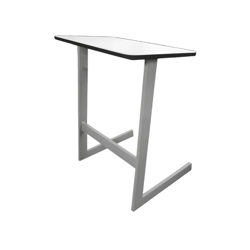 “Mesa escolar modelo MS-240 con cubierta blanca y estructura metálica en color aluminio”
