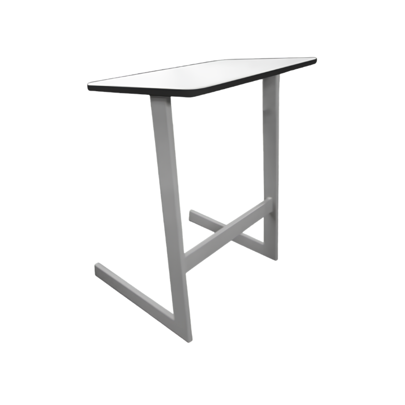 “Mesa escolar modelo MS-240 con cubierta blanca y estructura metálica en color aluminio”