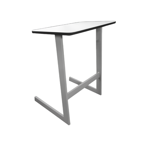 “Mesa escolar modelo MS-240 con cubierta blanca y estructura metálica en color aluminio”