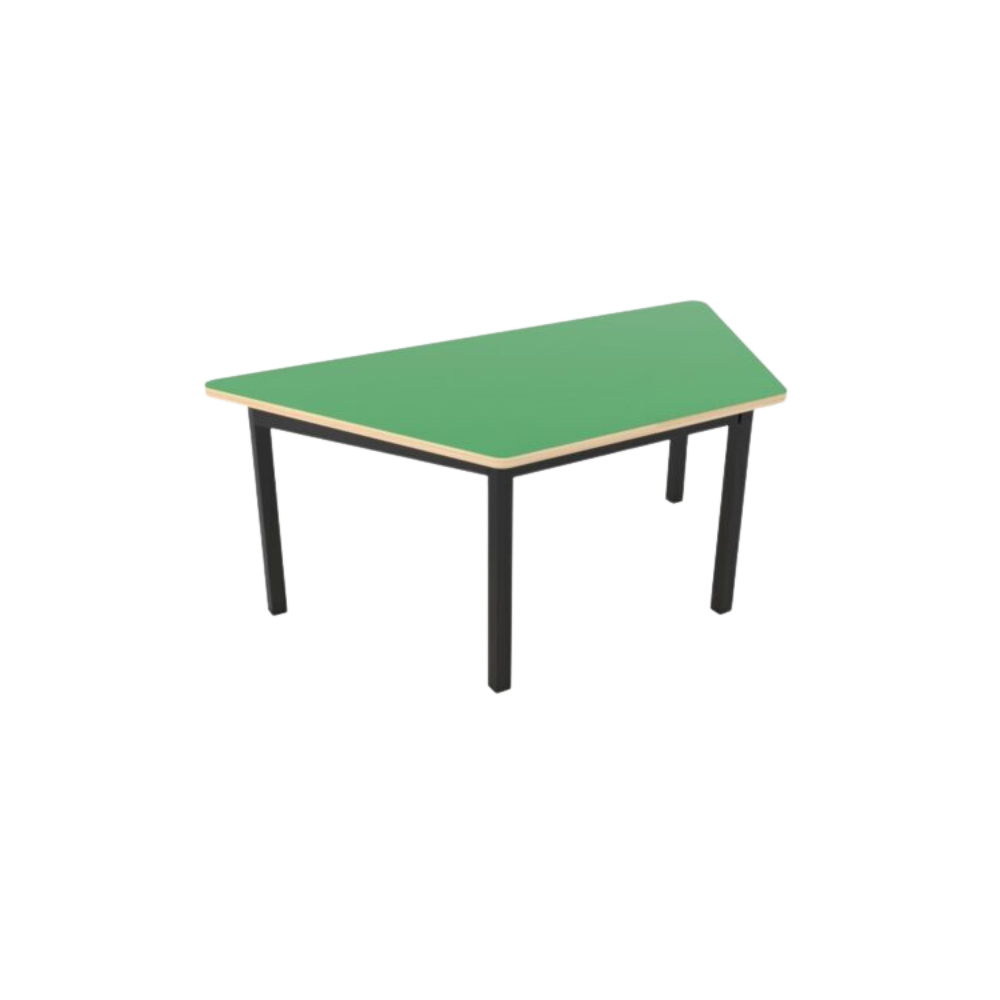 Aura Muebles ofrece una mesa escolar trapezoidal modelo TIG-005 para niños, es resistente y duradera, perfecta para aulas y hogares. Con un tablero de contrachapado laminado de plástico, la mesa escolares proporciona un espacio de trabajo seguro y fácil de limpiar para el aprendizaje.