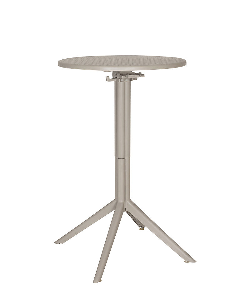 Mesa redonda para exterior alta modelo AR-403A color arena vista lateral