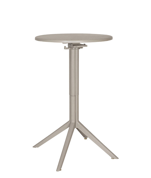 Mesa redonda para exterior alta modelo AR-403A color arena vista lateral