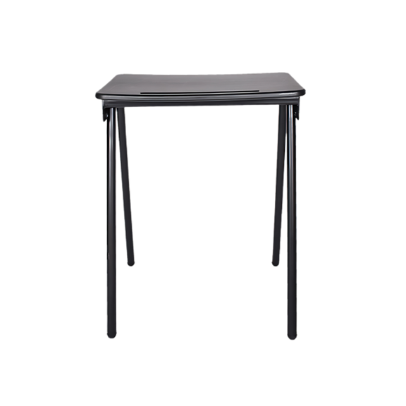 Mesa para restaurante QUICK cubierta en copolímero de polipropileno de alta densidad inyectado en 5/8" de espesor con embutido para lápiz Color Negro Aura Muebles modelo OHM-47