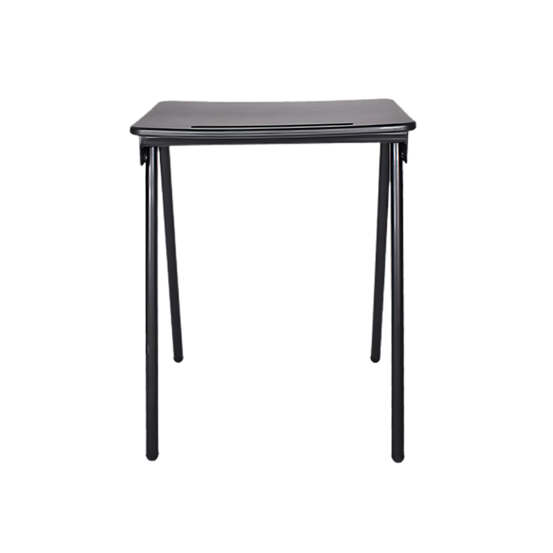 Mesa para restaurante QUICK cubierta en copolímero de polipropileno de alta densidad inyectado en 5/8" de espesor con embutido para lápiz Color Negro Aura Muebles modelo OHM-47