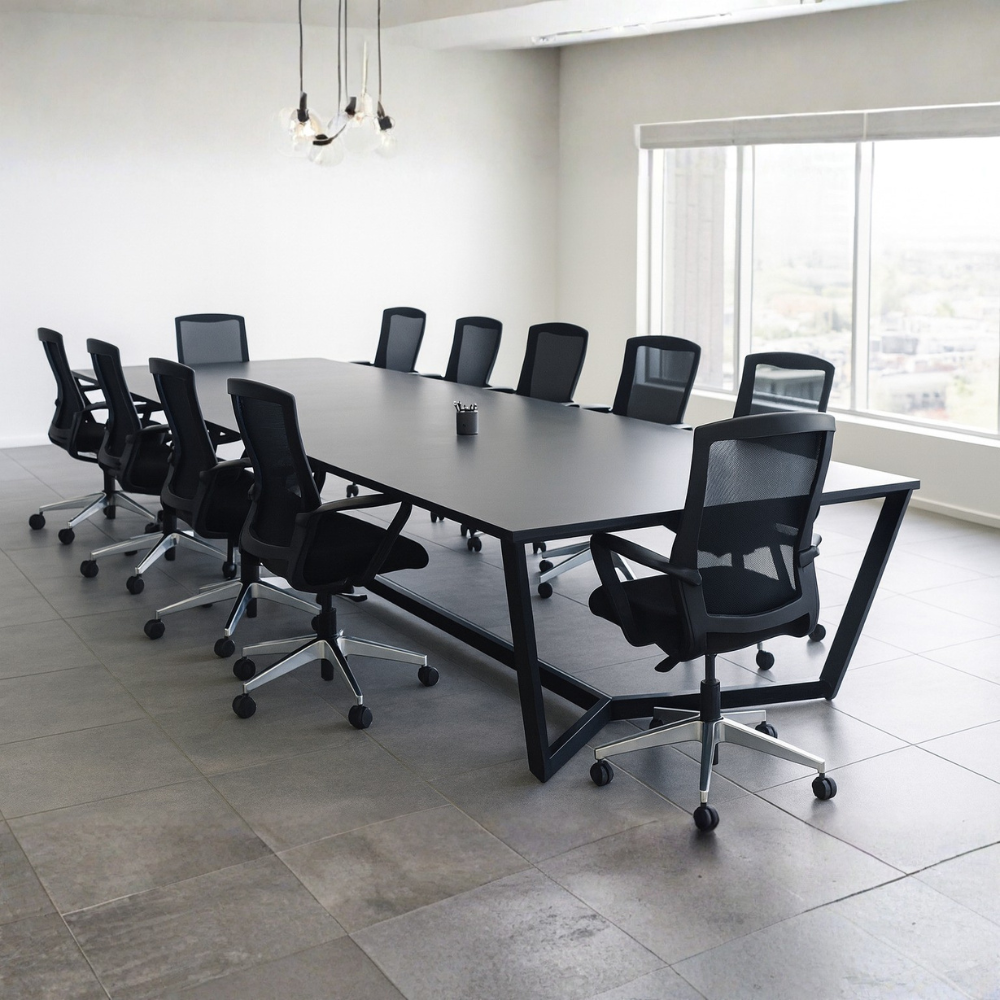 Mesas para sala de juntas Cubierta tablero laminado 28mm doble cara Muebles Aura MEJ09