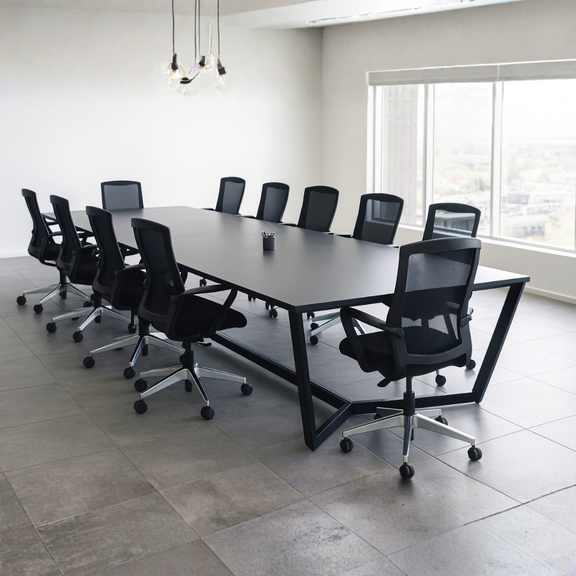 Mesas para sala de juntas Cubierta tablero laminado 28mm doble cara Muebles Aura MEJ09