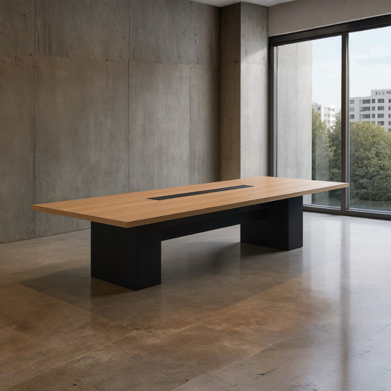 Mesas de sala de juntas Cubierta tablero laminado 28 mm Patas tablero laminado doble cara 28 mm. Aura Muebles MEJ11