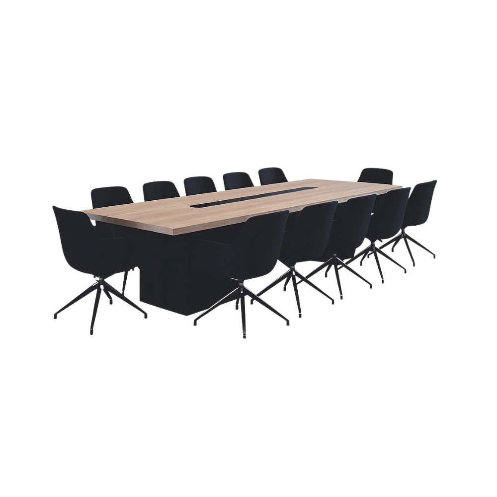 Mesas de sala de juntas Cubierta tablero laminado 28 mm Patas tablero laminado doble cara 28 mm. Aura Muebles MEJ11