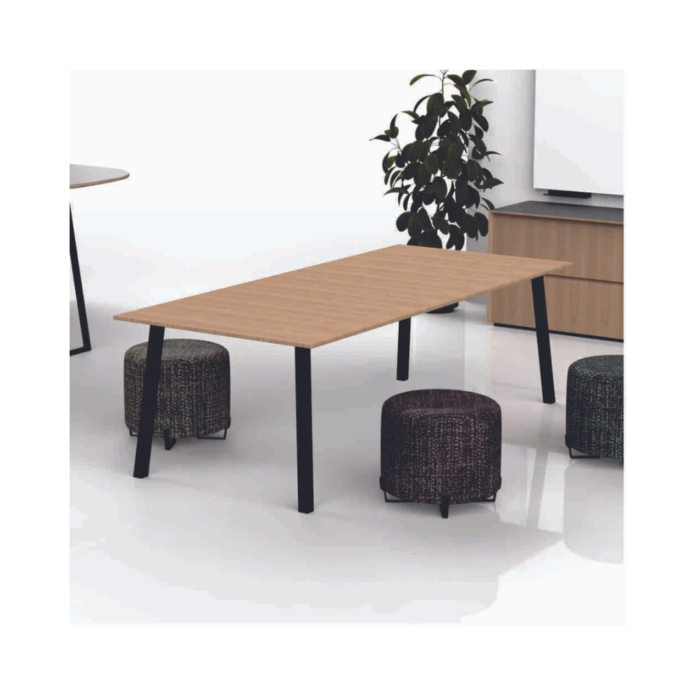 Mesas para sala de juntas Cubierta tablero laminado 28 mm doble cara con cantos termo fusionados al color Aura Muebles MEJ12