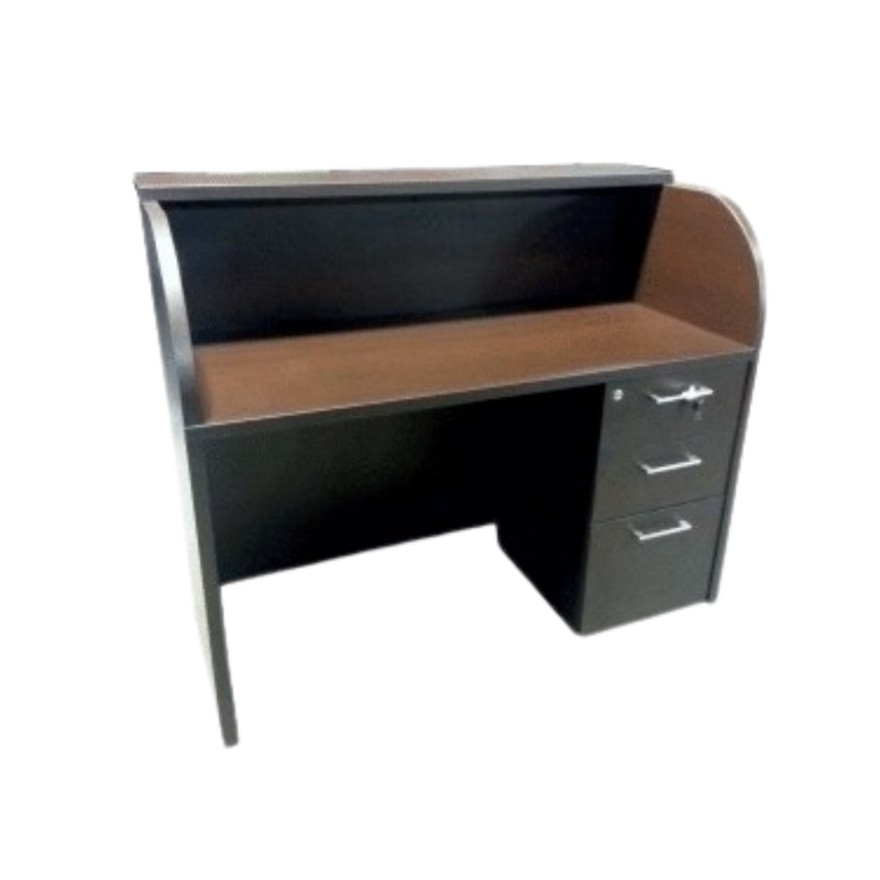 Módulo de recepción fabricado en tablero laminado 28 mm doble cara Cubierta de trabajo de fondo 60 cm y cubierta de transacción de 25 cm Aura Muebles modelo REC28Modulo de recepcion fabricado en tablero laminado 28 mm doble cara. Cubierta de trabajo de fondo 60 cm y cubierta de transacción de 25 cm Aura Muebles modelo POSEIDON REC28