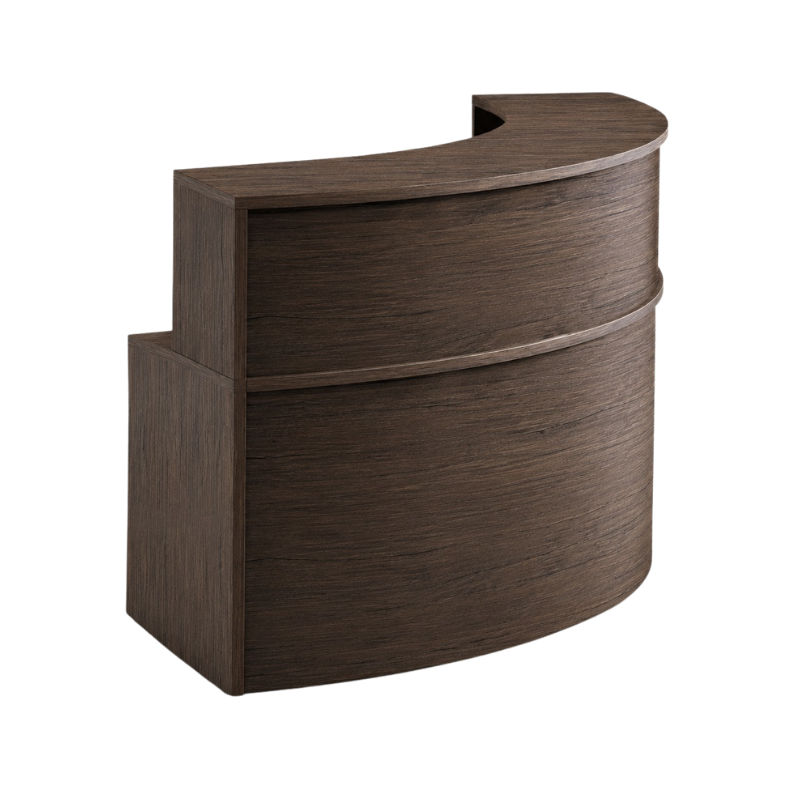El Módulo de Recepción CURVA REC13 de Aura Muebles es ideal para optimizar la recepción de clientes. Su diseño moderno y ergonómico maximiza el espacio disponible y brinda una apariencia profesional a tu oficina. 