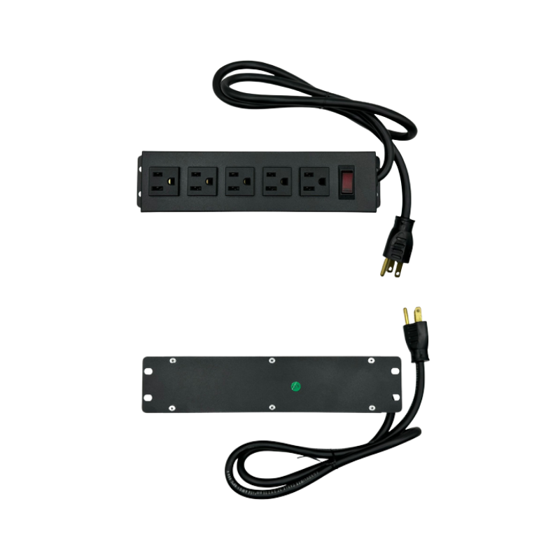Multicontacto para escritorio NAPOLI con 5 contactos eléctricos 127VAC/15Amax. 1 fusible térmico cable 1m de largo 3x14AWG Aura Muebles modelo PSC-033