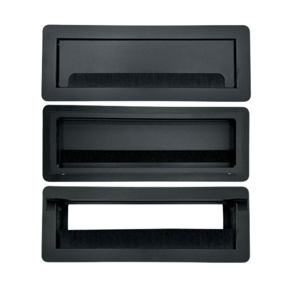 Pasacable MONACO G con 30 cm largo x 11.1 cm de ancho medidas de externas de marco superior. 26.3 cm largo x 8.3 cm de ancho medidas internas Aura Muebles modelo PSCPASS2