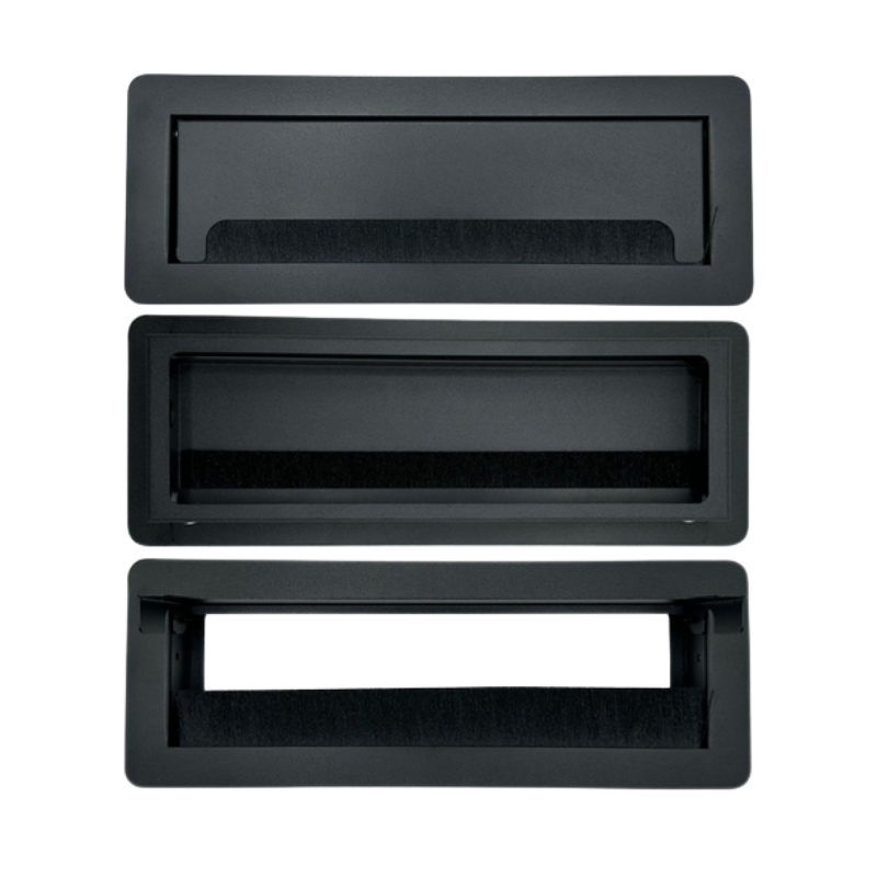 Pasacable MONACO G con 30 cm largo x 11.1 cm de ancho medidas de externas de marco superior. 26.3 cm largo x 8.3 cm de ancho medidas internas Aura Muebles modelo PSCPASS2