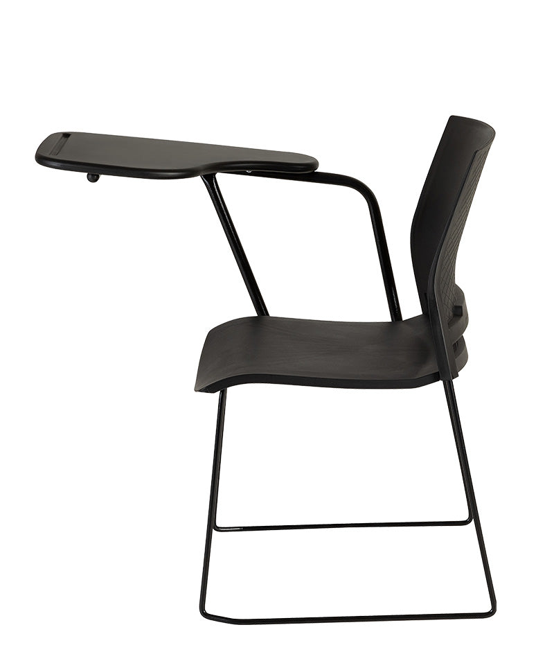 Lateral del pupitre escolar con paleta y estructura metálica