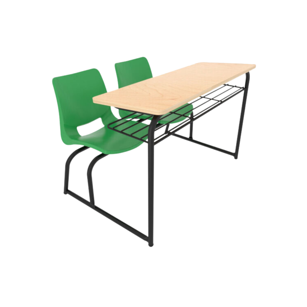 El Pupitre Escolar EVO Binario para Adultos BEA-304 de Aura Muebles es un pupitre duradero diseñado para alumnos escolares. Con una cubierta de triplay barnizado y un diseño binario, proporciona un espacio óptimo para estudiar cómodamente