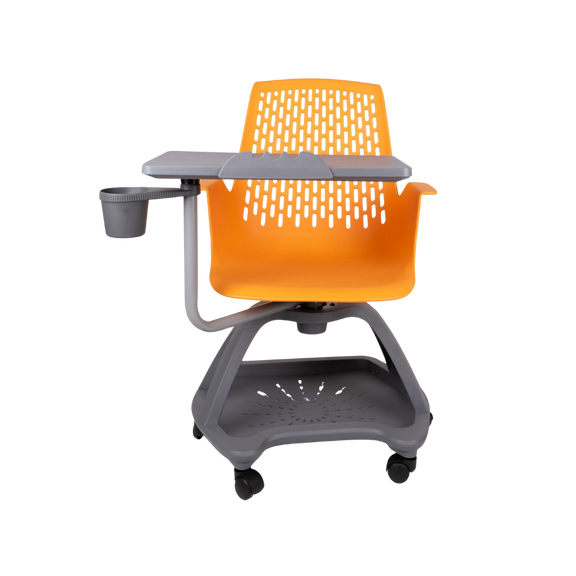 El pupitre BLOW OHP-2100 de Aura Muebles es un pupitre giratorio que mejora la experiencia de aprendizaje. Los estudiantes pueden girar su asiento para mayor comodidad.