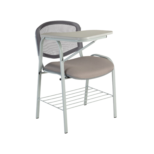 Pupitre escolar con paleta de melamina, respaldo de malla y asiento acolchado. Ideal para aulas modernas por su comodidad, resistencia y diseño ergonómico.