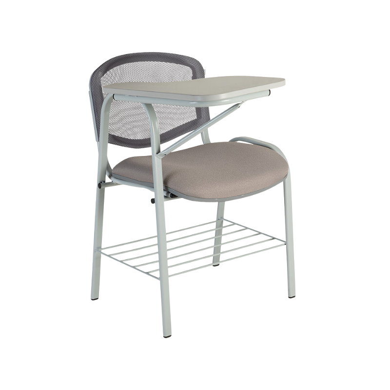 Pupitre escolar con paleta de melamina, respaldo de malla y asiento acolchado. Ideal para aulas modernas por su comodidad, resistencia y diseño ergonómico.