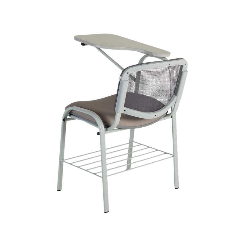 Pupitre escolar con paleta de melamina, respaldo de malla y asiento acolchado. Ideal para aulas modernas por su comodidad, resistencia y diseño ergonómico.