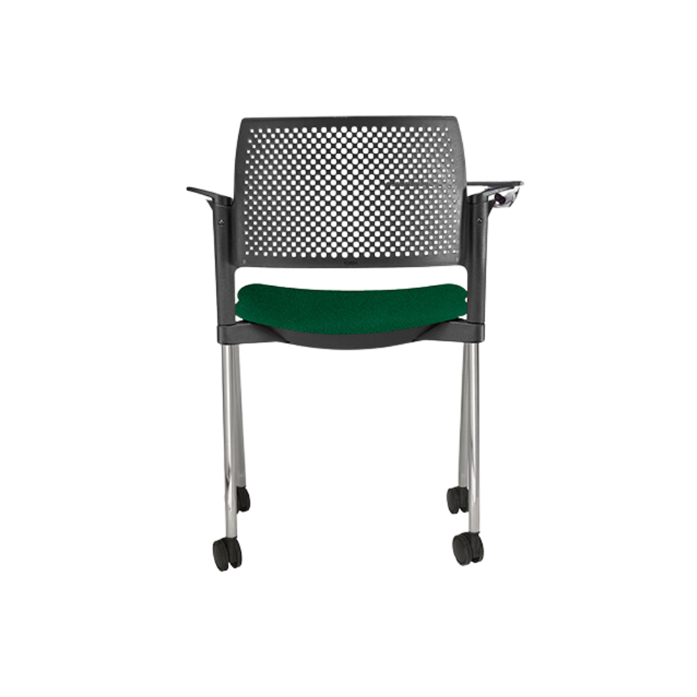 Pupitre escolar KYOS OHP-362CR asiento verde respaldo gris y paleta gris angulo atras